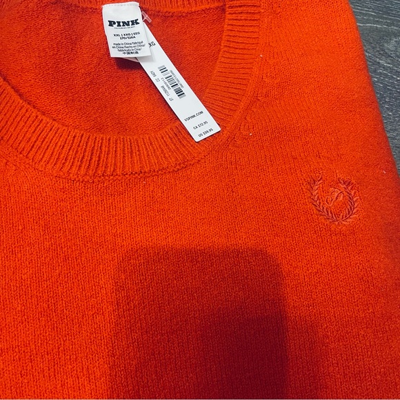 PINK Victoria’s Secret Orange Women’s Collegiate Knit Crewneck Sweater XXL - Picture 5 of 5